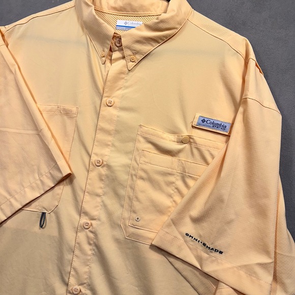 Columbia Other - Columbia Fishing Shirt Mens XXL Peach Omni-Shade Short Sleeve PFG Excellent